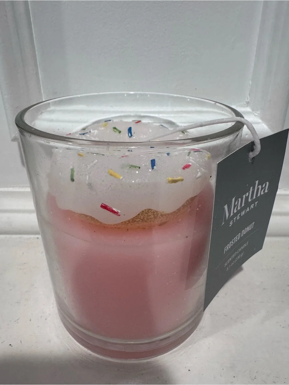 Martha Stewart Frosted Donut Candle in Pink with Sprinkles 8.1oz